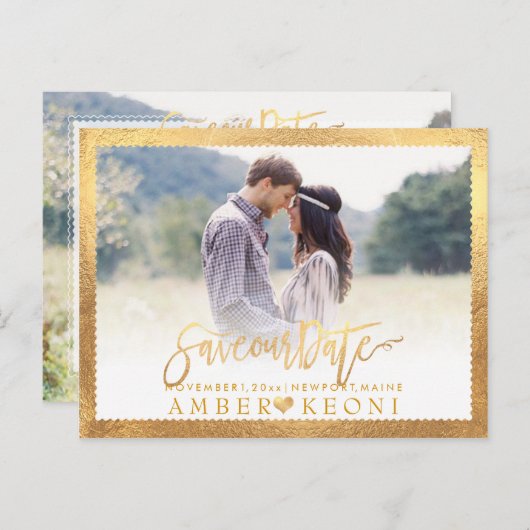 PixDezines De datum/het Fancy script opslaan Aankondigingskaart (Voorkant / Achterkant)