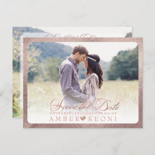 PixDezines De datum/het Fancy script opslaan Aankondigingskaart (Voorkant / Achterkant)