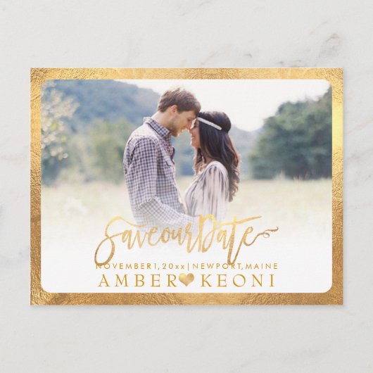 PixDezines De datum/het Fancy script opslaan Aankondigingskaart (Voorkant)