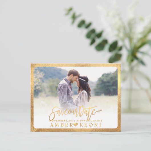 PixDezines De datum/het Fancy script opslaan Aankondigingskaart (Staand voorkant)