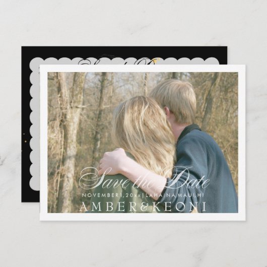 PixDezines De datum/het Fancy script opslaan Aankondigingskaart (Voorkant / Achterkant)