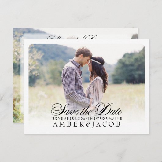 PixDezines De datum/het Fancy script opslaan Aankondigingskaart (Voorkant / Achterkant)