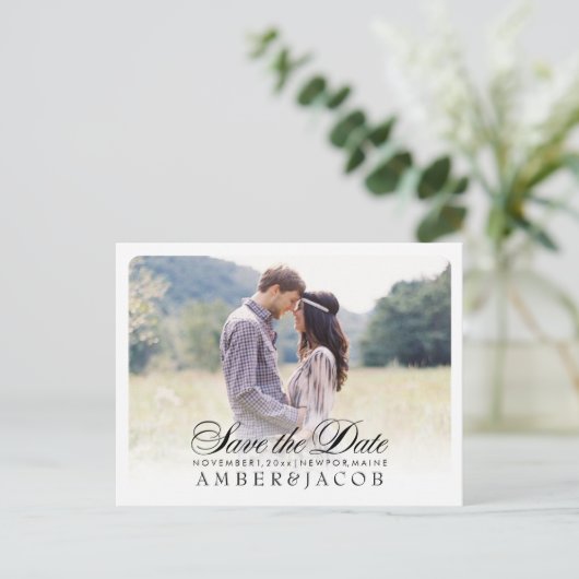 PixDezines De datum/het Fancy script opslaan Aankondigingskaart (Staand voorkant)