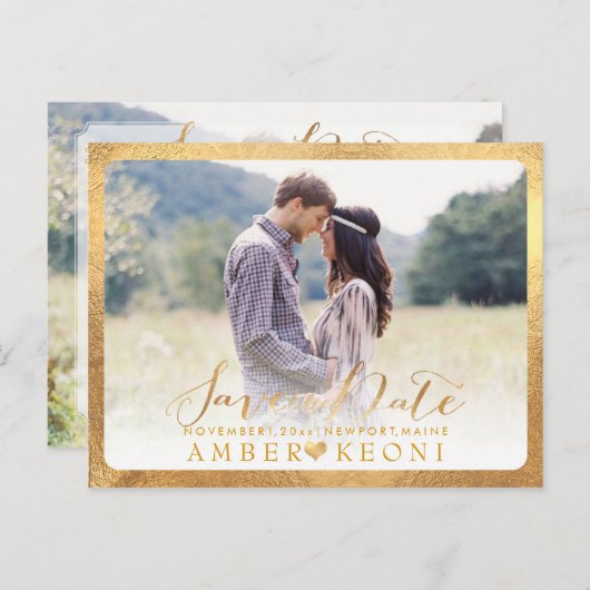 PixDezines De datum/het Fancy script opslaan Aankondigingskaart (Voorkant / Achterkant)