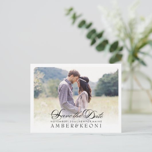 PixDezines De datum/het Fancy script opslaan Aankondigingskaart (Staand voorkant)