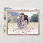 PixDezines De datum/het penseelscript opslaan Aankondigingskaart (Voorkant / Achterkant)