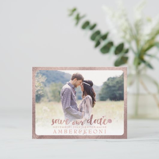 PixDezines De datum/het penseelscript opslaan Aankondigingskaart (Staand voorkant)