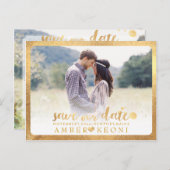 PixDezines De datum/het penseelscript opslaan Aankondigingskaart (Voorkant / Achterkant)