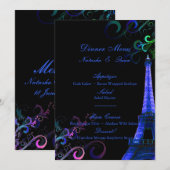 PixDezines de Eiffeltoren/parijs/Neonlichten Menu (Voorkant / Achterkant)