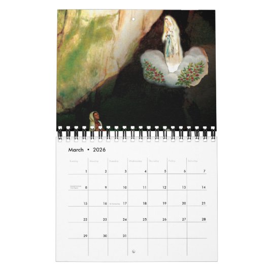 PixDezines de maagd Maria / verschijningen elk jaa Kalender (Mar 2026)