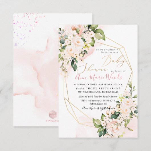 PixDezines de Waterverf het Stomme Baby shower van Kaart (Voorkant / Achterkant)