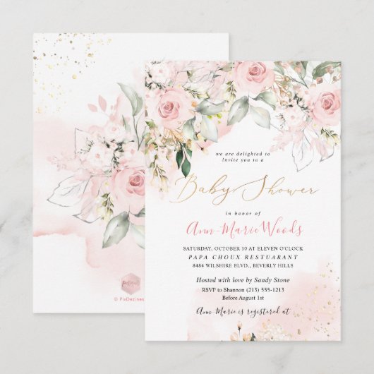 PixDezines de Waterverf het Stomme Baby shower van Kaart (Voorkant / Achterkant)