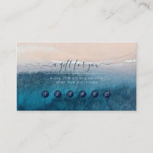 PixDezines Deep Blue Zee Beach Reward Card Visitekaartje (Voorkant)
