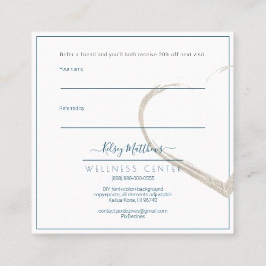 PixDezines delen de Liefde Faux Silver, de DIY Kle Vierkante Visitekaartje (Achterkant)