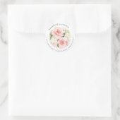 PixDezines Delicate Bloom, Blush Rozen White Hyde Ronde Sticker (Tas)