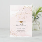 PixDezines Delicate Gouden Blad Graduatie Kaart (Staand voorkant)
