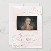 PixDezines Delicate Gouden Blad Graduatie Kaart (Achterkant)