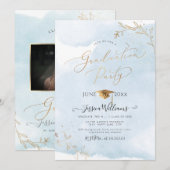 PixDezines Delicate Gouden Blad Graduatie Kaart (Voorkant / Achterkant)