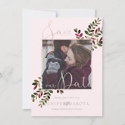 PixDezines DELICATE LIEFDE BLUSH ROZE DIY ACHTERGR Save The Date (Voorkant)