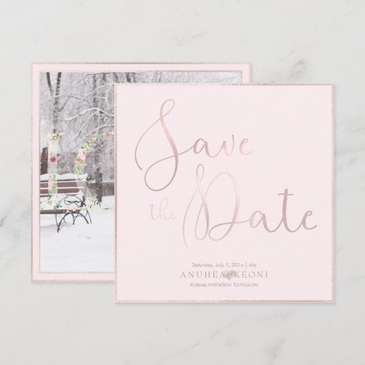 PixDezines DELICATE LIEFDE BLUSH ROZE DIY ACHTERGR Save The Date (Voorkant / Achterkant)