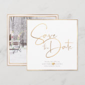 PixDezines DELICATE LOVE FAUX GOLD|BOTANICA Save The Date (Voorkant / Achterkant)