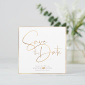 PixDezines DELICATE LOVE FAUX GOLD|BOTANICA Save The Date (Staand voorkant)