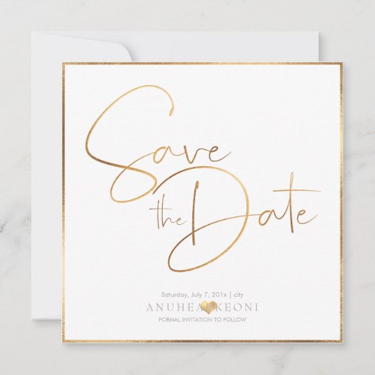 PixDezines DELICATE LOVE FAUX GOLD|BOTANICA Save The Date (Voorkant)