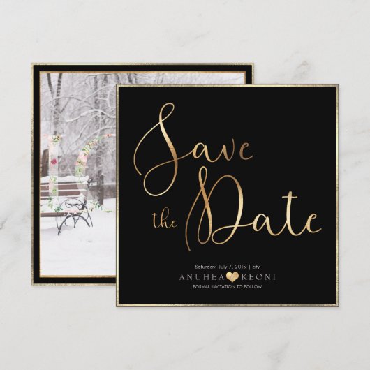 PixDezines DELICATE LOVE FAUX GOLD|BOTANICA Save The Date (Voorkant / Achterkant)