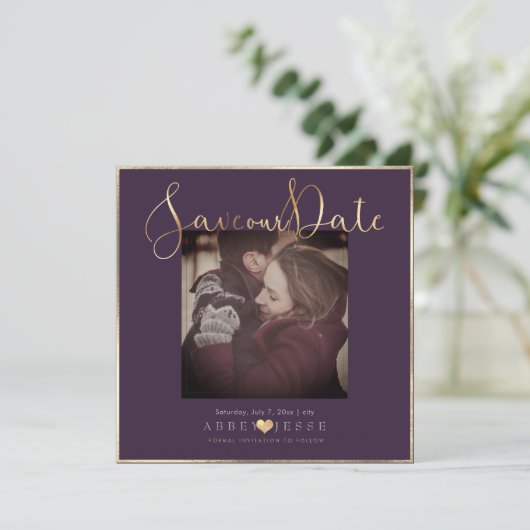 PixDezines DELICATE LOVE FAUX GOLD|DIY-KLEUR Save The Date (Staand voorkant)
