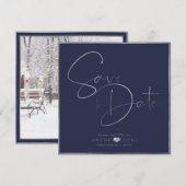 PixDezines DELICATE LOVE FAUX SILVER|BOTANICA Save The Date (Voorkant / Achterkant)
