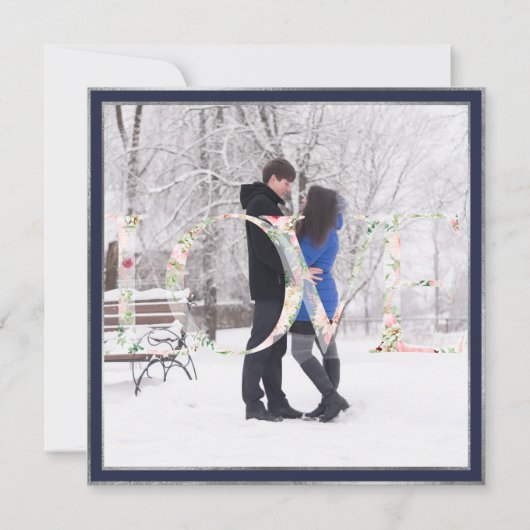 PixDezines DELICATE LOVE FAUX SILVER|BOTANICA Save The Date (Achterkant)