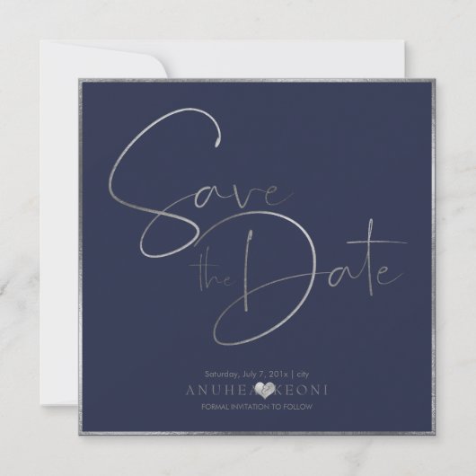 PixDezines DELICATE LOVE FAUX SILVER|BOTANICA Save The Date (Voorkant)