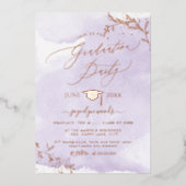 PixDezines Delicate Roos Gold Foliage Afstuderen F Folie Uitnodiging (Voorkant)