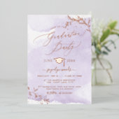 PixDezines Delicate Roos Gold Foliage Afstuderen F Folie Uitnodiging (Staand Voorkant)