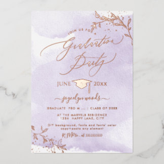 PixDezines Delicate Roze Gouden Loof Graduatie F Folie Uitnodiging