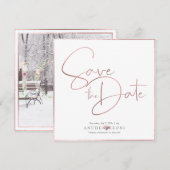 PixDezines DELICTEREN VERLIES FAUX ROOS GOLD FOIL Save The Date (Voorkant / Achterkant)