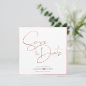 PixDezines DELICTEREN VERLIES FAUX ROOS GOLD FOIL Save The Date (Staand voorkant)