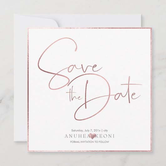 PixDezines DELICTEREN VERLIES FAUX ROOS GOLD FOIL Save The Date (Voorkant)