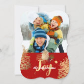 PixDezines dennenappels/goud//kerstkaarten Feestdagenkaart (Voorkant)