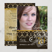 PixDezines Desiree Damask/2011 Afstuderen Invites Kaart (Voorkant / Achterkant)