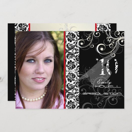 PixDezines Desiree Damask, 2011 Afstuderen Invites Kaart (Voorkant / Achterkant)