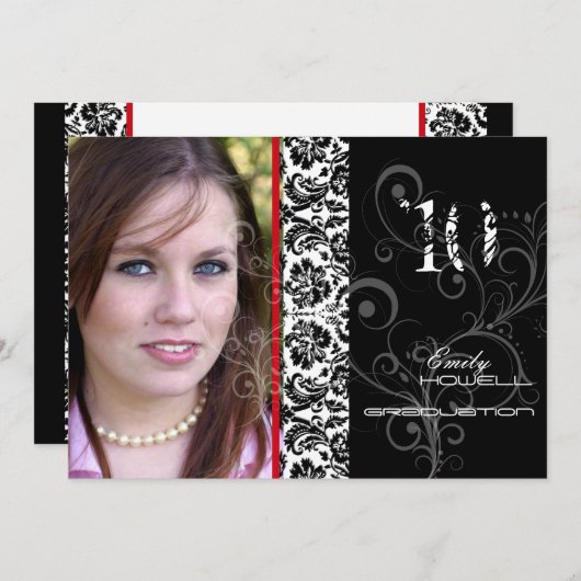 PixDezines Desiree Damask/2011 Afstuderen Invites Kaart (Voorkant / Achterkant)