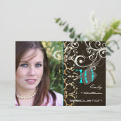 PixDezines Desiree Damask/2013 Afstuderen Invites Kaart (Staand voorkant)