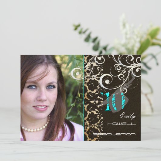 PixDezines Desiree Damask/2013 Afstuderen Invites Kaart (Staand voorkant)