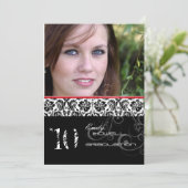 PixDezines Desiree Damask/2013 Afstuderen Invites Kaart (Staand voorkant)