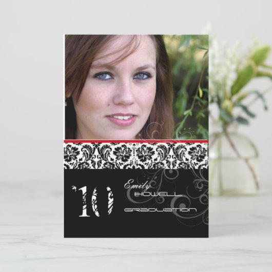 PixDezines Desiree Damask/2013 Afstuderen Invites Kaart (Staand voorkant)