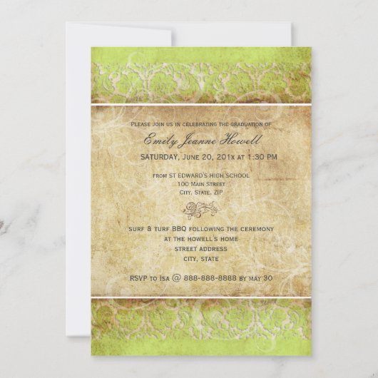 PixDezines Desiree Damask/Custom Photo Afstuderen Kaart (Achterkant)