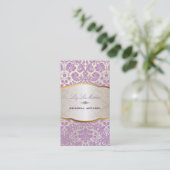 PixDezines desirée damask/lila Visitekaartje (Staand voorkant)