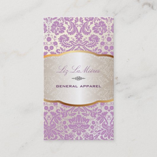 PixDezines desirée damask/lila Visitekaartje (Voorkant)