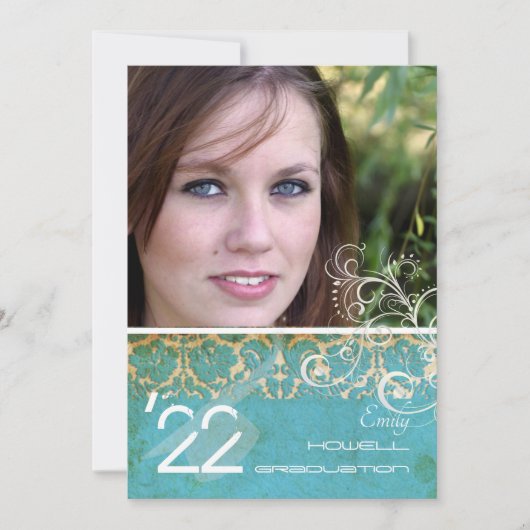 PixDezines Desiree Damask/oud turquoise Kaart (Voorkant)